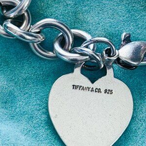 Vintage (1990's - 2000) Tiffany heart tag charm bracelet sterling 925 silver 7"